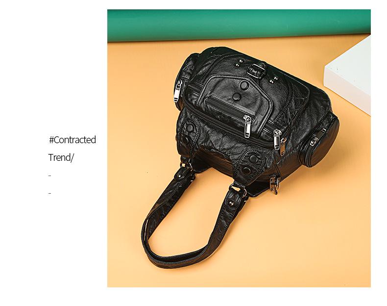 Women's Retro Soft Leather Shoulder Bag - Small Square Crossbody for Middle-aged and Elderly