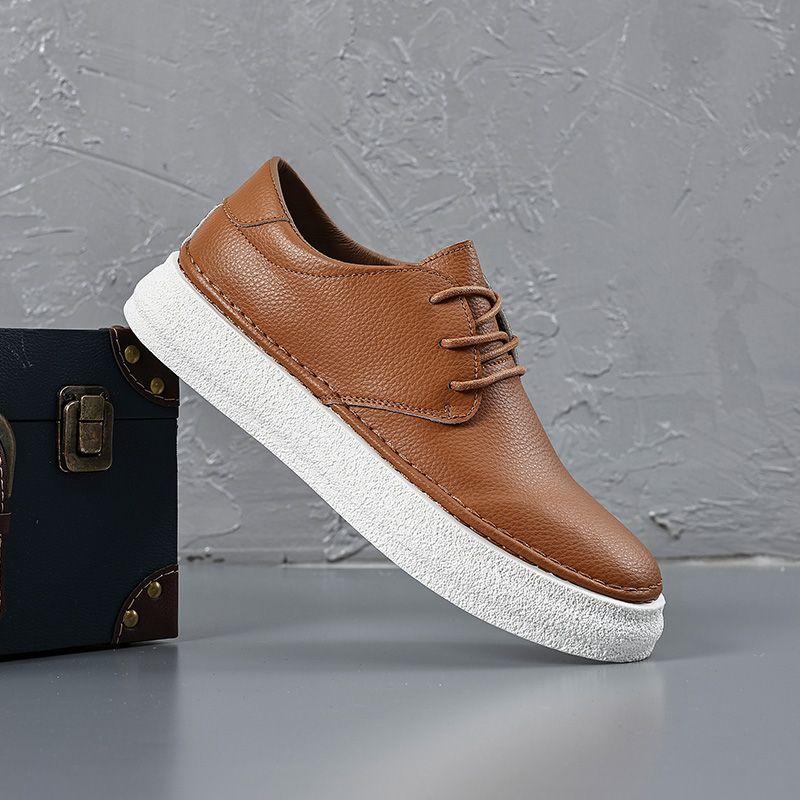 Fashion Black Leather Shoes for Men Plain Height Increasing Non Slip Summer Sale Fashion 2025 Trend Classic Original On Man Casual Shoe