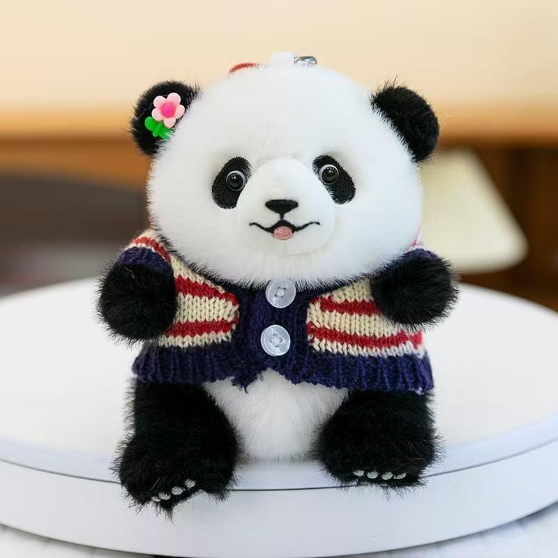 Sweater Wear Panda Plush Toy Cartoon Stuffed Animal Keychain Bag Decoration