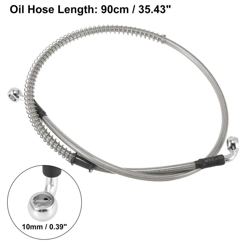 Motoforti Motorcycle Brake Clutch Universal Hose Line Pipe Hydraulic Reinforced Stainless Steel Braided Silver Tone 90cm Length