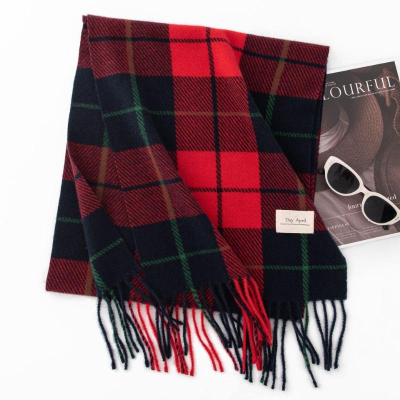 Autumn and winter Christmas scarf atmosphere imitation cashmere women's high-end sense plaid red new winter warm scarf