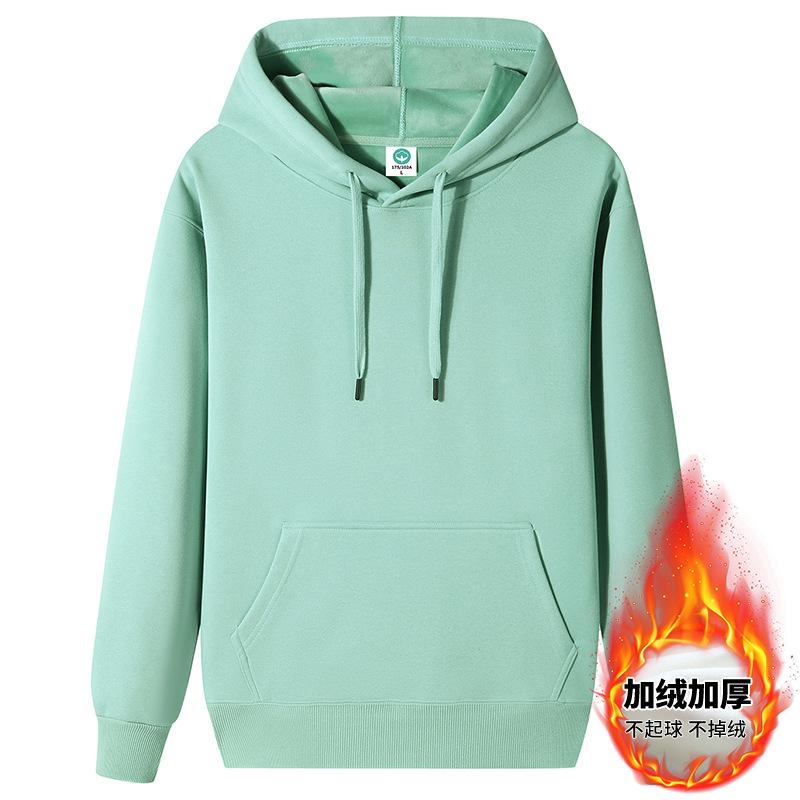 Pure Cotton Hooded Sweatshirt Men's Autumn Winter New Velvet Thickened Warm Top Casual
