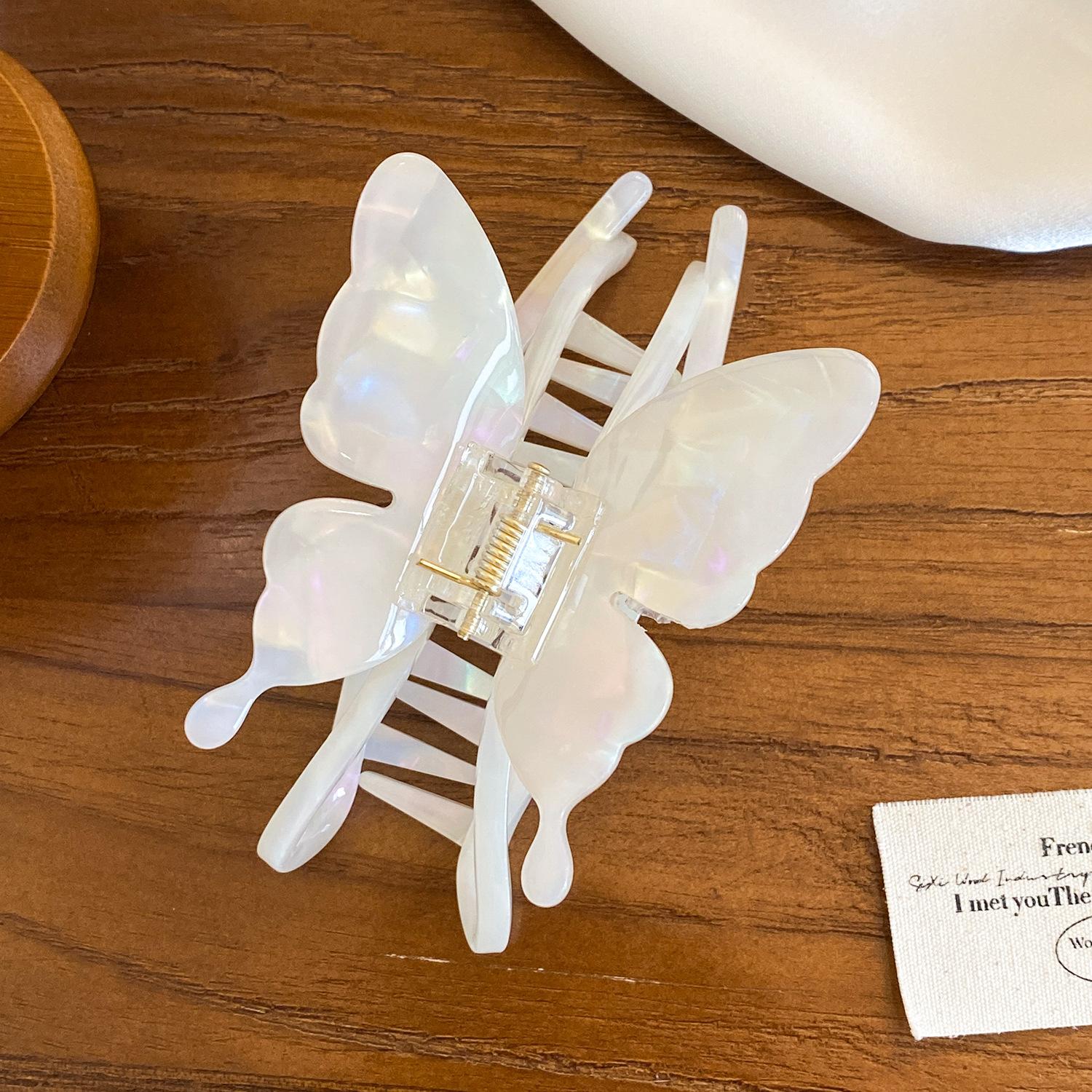 

Design Trendy Butterfly Acetate Hair Claw Clip For Women Ideal For Updos Summer Colorful White