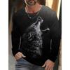 Vintage Men's Long Sleeve T-Shirt 3d Print Shirts Fashion Animal Wolf Graphics Clothing Sleeve Tops Men Oversized Streetwear Top