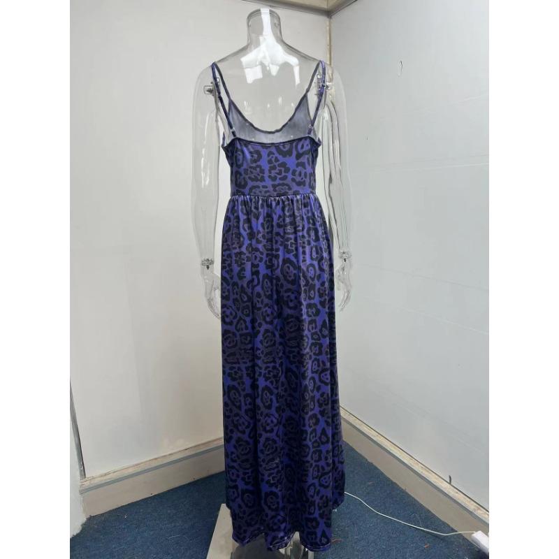 Stylish Summer Leopard Print V-neck Sexy Halter Dress