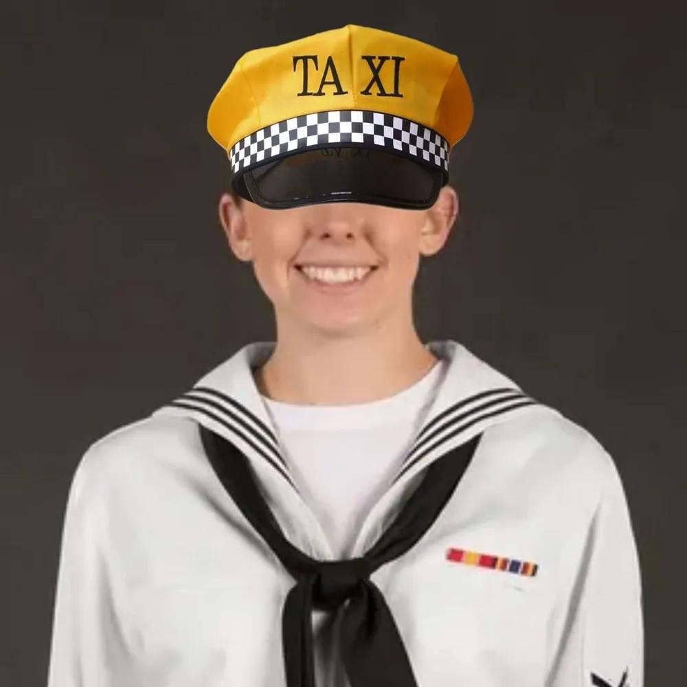 Gelbe Uniformkappe mit bestickter Taxifahrer-Mütze