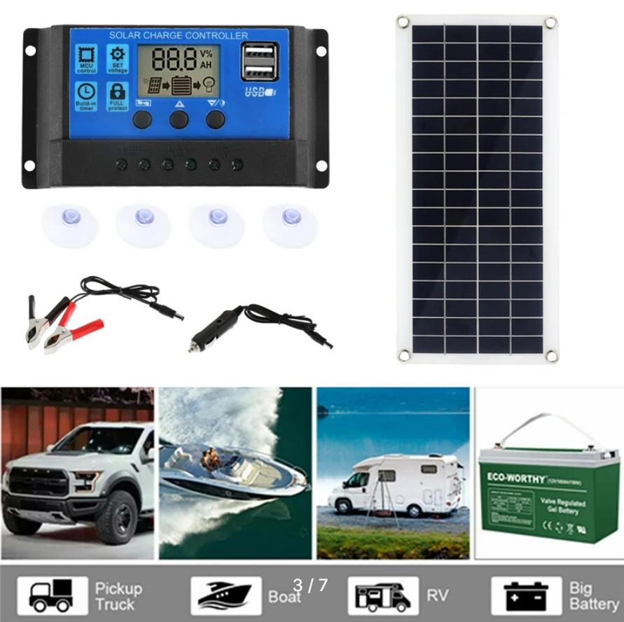 300W Solar Panel Kit with 10-60A Controller for Car, Yacht, or Home