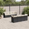 VidaXL Garden Lounge Set 9 Pcs with Cushions Black Wicker 3223522
