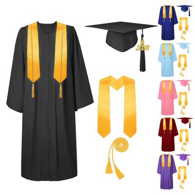 Adults Unisex Matte Graduation Cap And Gown Set with 2026 Tassel Graduation Sash Honor Cord for High School College Bachelor