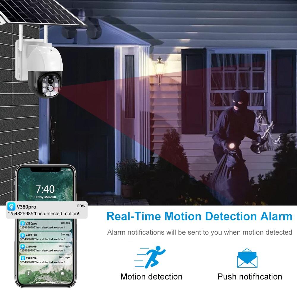 PIR Smart Pedestrian Detection Solar Camera 4G Monitoring Night Vision Full Color HD WIFI Low Power Consumption