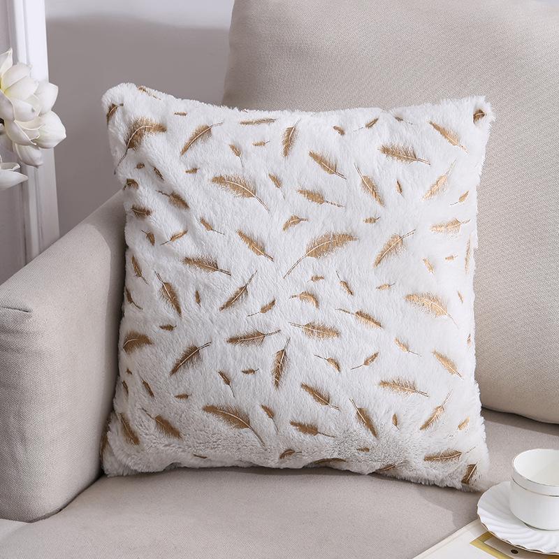 New Feather Hot Stamping Pillow, Plush Pillow Cover, Home Sofa Pillow, Office Cushion Cover
