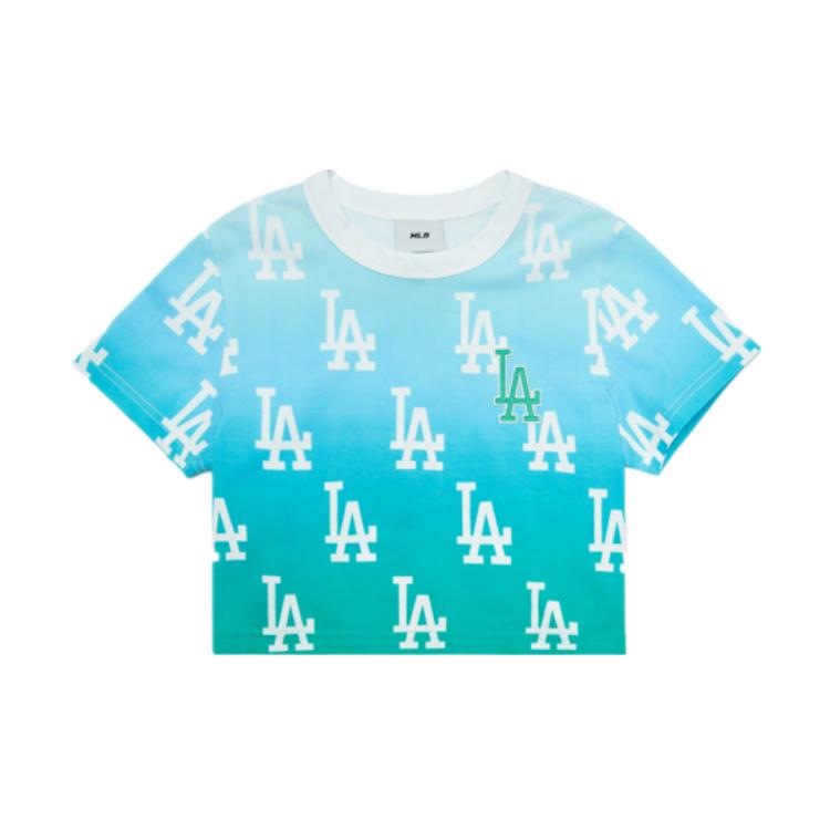 New MLB Gradient Monogram T Shirt Women's Lake Blue 3FTSM6123K-07GNL