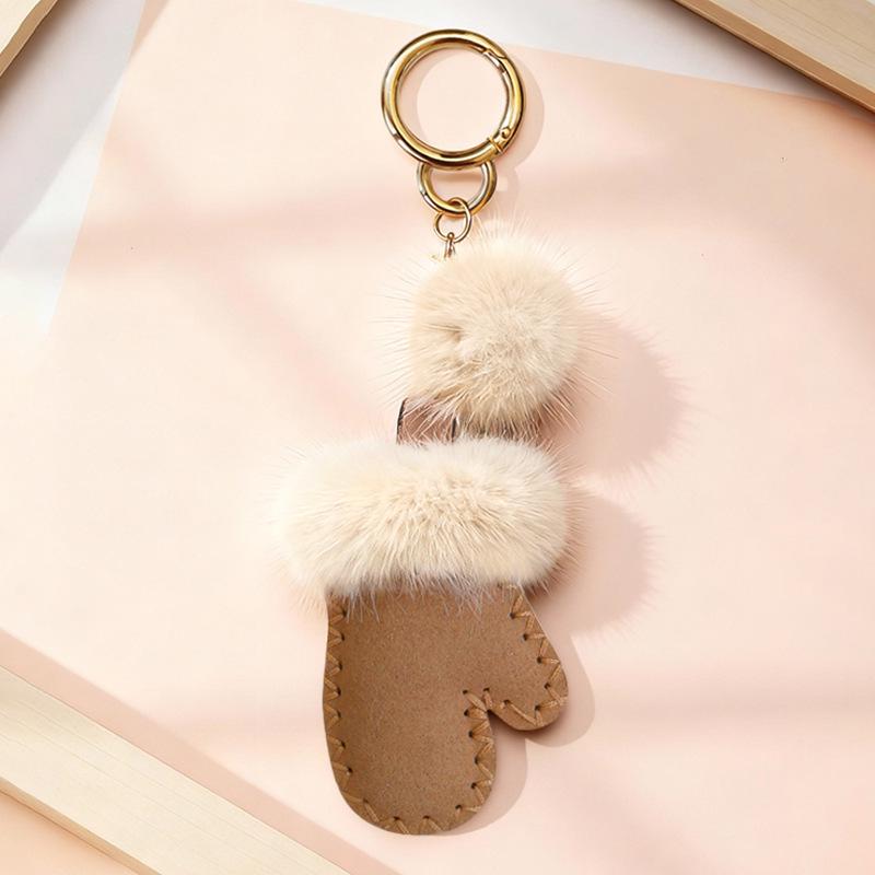 Guanti in Pelliccia di Visone Portachiavi Borsa Tote & a Tracolla Ciondolo di Peluche