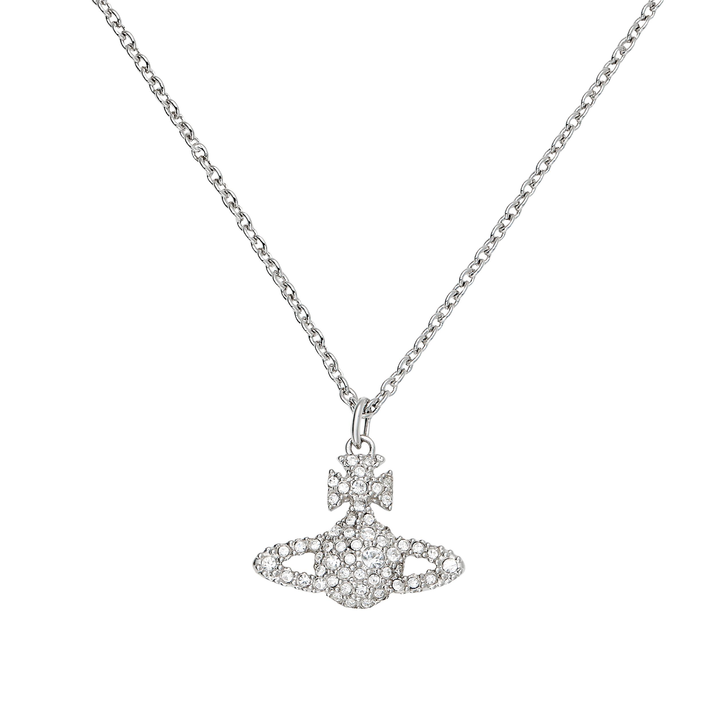 Vivienne Westwood Grace Full Diamond Saturn Pendant Necklace Women necklace Silver 6302009202P116CNP116 Box
