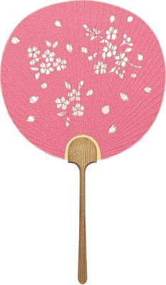 Wachlarz Shiomi Uchiwa, Wyprodukowano w Japonii, Maruyama (Różowy), Otwarta dwustronna, 2004, 25cm x 43cm