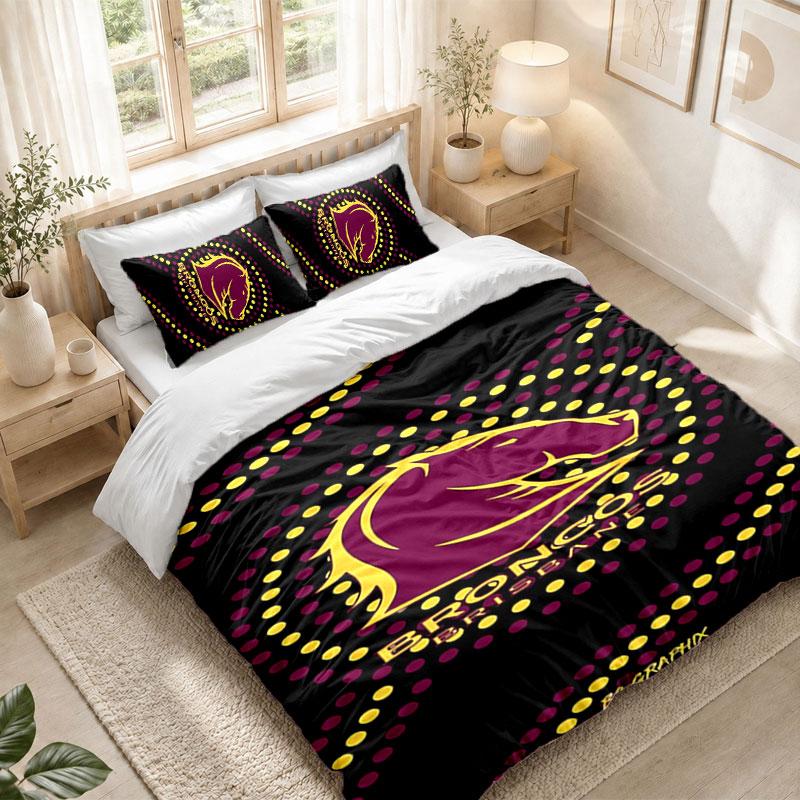 Bedding Set 1 Duvet Cover 2 Pillowcases Brisbane Broncos Print Bedroom Home Decoration