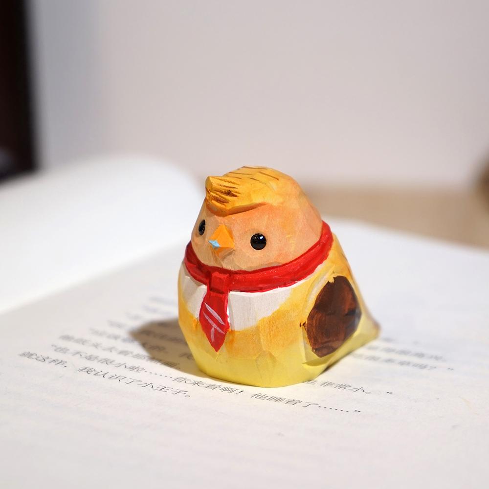 Handcrafted wood carving  bird Desk Decoration Wooden Bird Ornament Funny Figures Wood Hand Carved Wood Crafts bird Statue