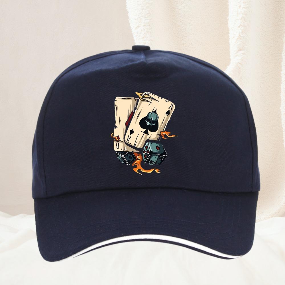 fashionable casual loose creative poker and dice printed sports Baseball Cap Adult Outdoor Caps Hats Unisex Adjustable Cap