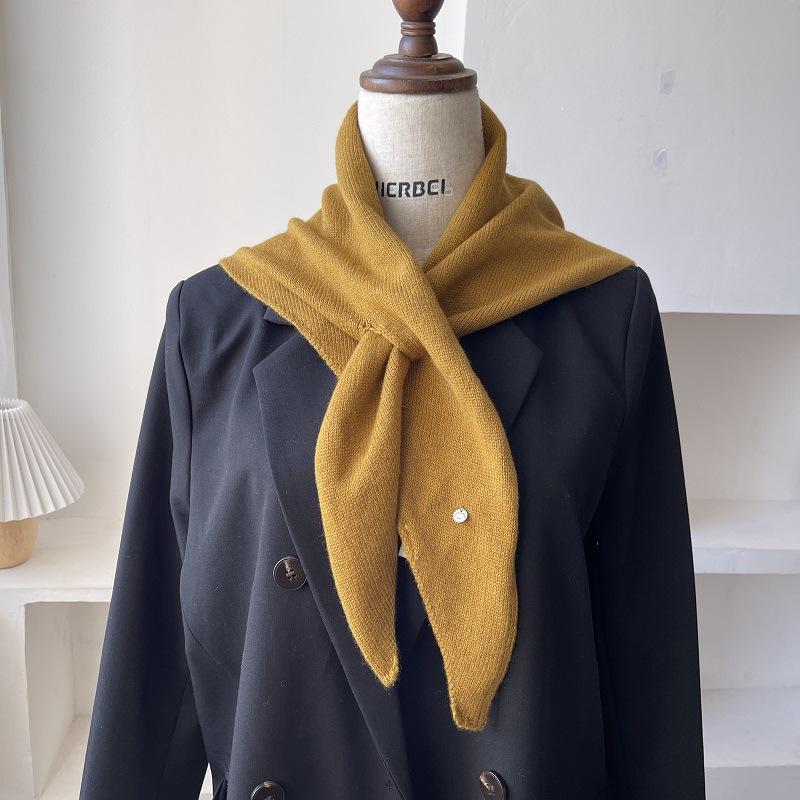 

Корейский Универсальный Вязаный Треугольный Шарф Женский Осень Зима Шерстяная Смесь Однотонный Простой Маленькая Шаль Женский Стильный Шерстяной Платок