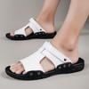 2024 Summer New Men's Versatile Fashion Two Wear Casual Leather Shoes Sandals Simple Outdoor Comfortable Anti Slip Beach Shoes