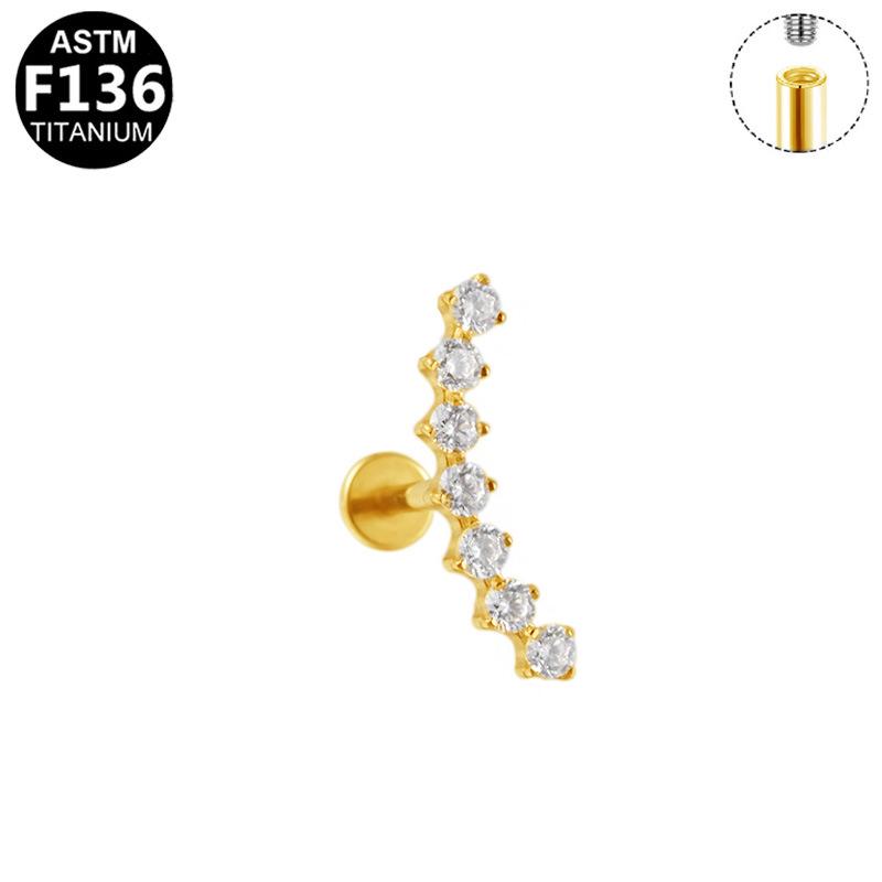 G23 Titanium Zirconia Ear & Lip Stud with Micro-inlaid Zirconia