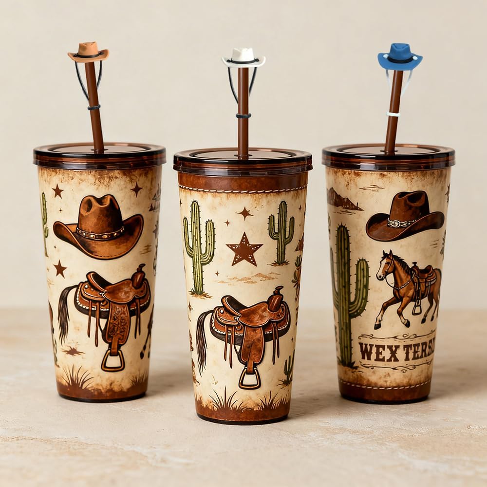10pcs Silicone Cowboy Straw Cover Cap Cowboy Hat Straw Topper 10mm Reble Western Cup Accessories Silicone Tumbler Straws Toppers 30 40 Oz