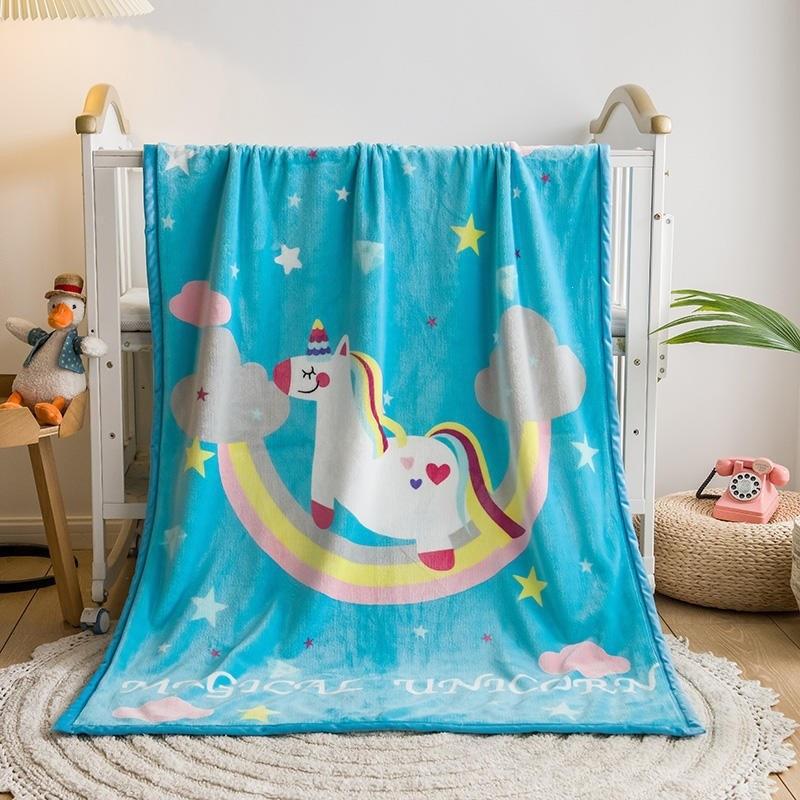 Factory direct sales wholesale foreign trade single-layer cartoon flannel children's blanket gifts coral fleece blanket afternoon leisure blanket
