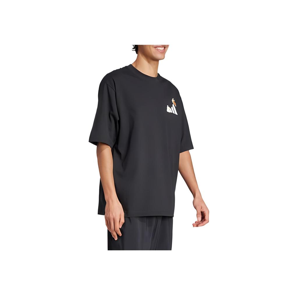Adidas SS25 Sports Lifestyle Series Logo Print Simple Casual Fashion Comfortable Crew Neck Short Sleeve T-Shirt Unisex T-Shirts Black JZ3263