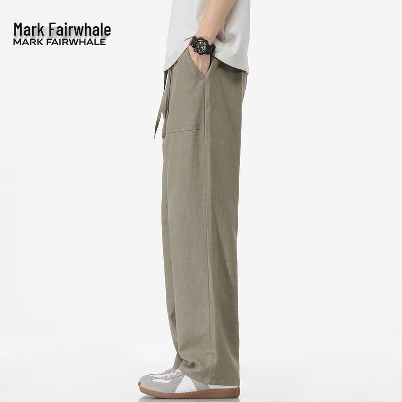 Mark Fairwhale Men's Breathable Ramie Blend Loose Straight Casual Pants
