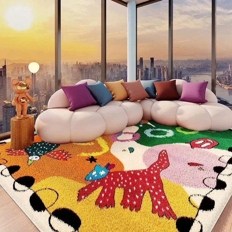 

Carpet for Living Room Colorful Large Area Cartoon Bedroom Bedside Plush Rugs Cute IG Sofa Coffee Table Floor Mats 140X200CM4.6X6.5FT