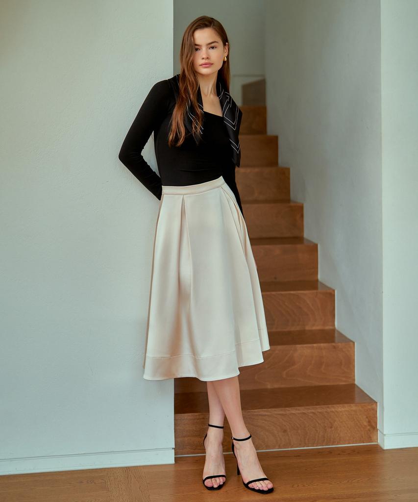 Retour Deux Vingt Quatre Liv Flare Midi Skirt (Cream)