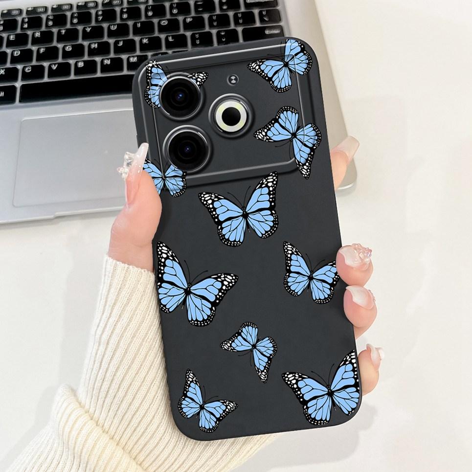 

For Pova 6 Neo 4G Back Cover On Tecno Pova6Neo 4G Coque 6.78 Funda Flower Butterfly Women Fashion Phone Case Liquid Silicone Tecno Pova 6 Neo 4G