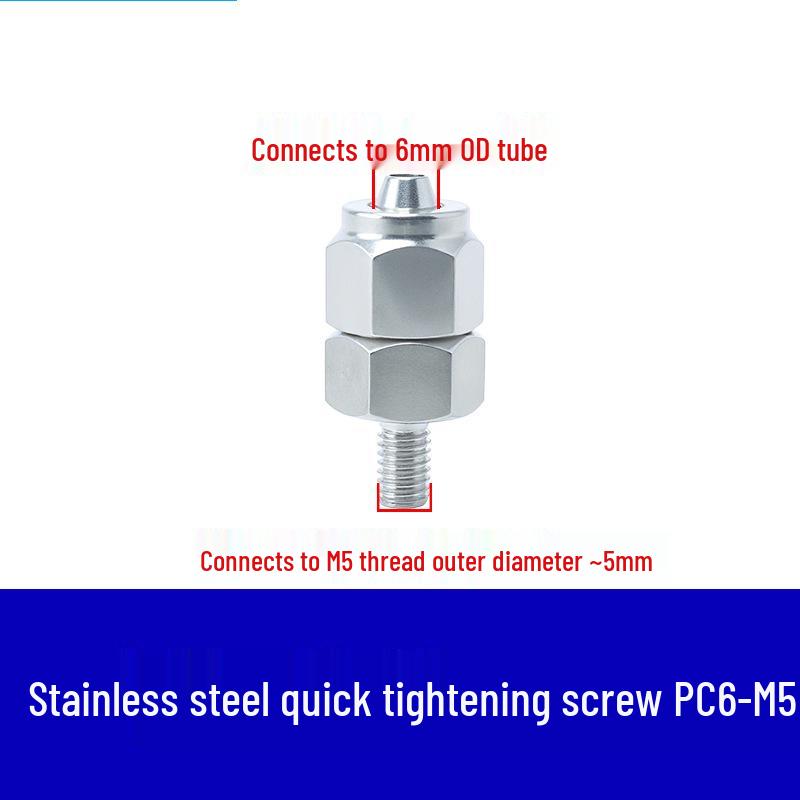 304 Stainless Steel Pneumatic Quick Connect Fitting for Air Hose and PTFE Tube, PC8-02.