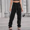 Women's Fashionable Solid Color Denim Pocket Workwear Casual Jeans