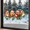 Window Glass Art 1/2 Sheets Christmas Cartoon Owl Cling, Standing on Branch Bird Theme Stickers Static Sticker, Removable Waterproof Decal,