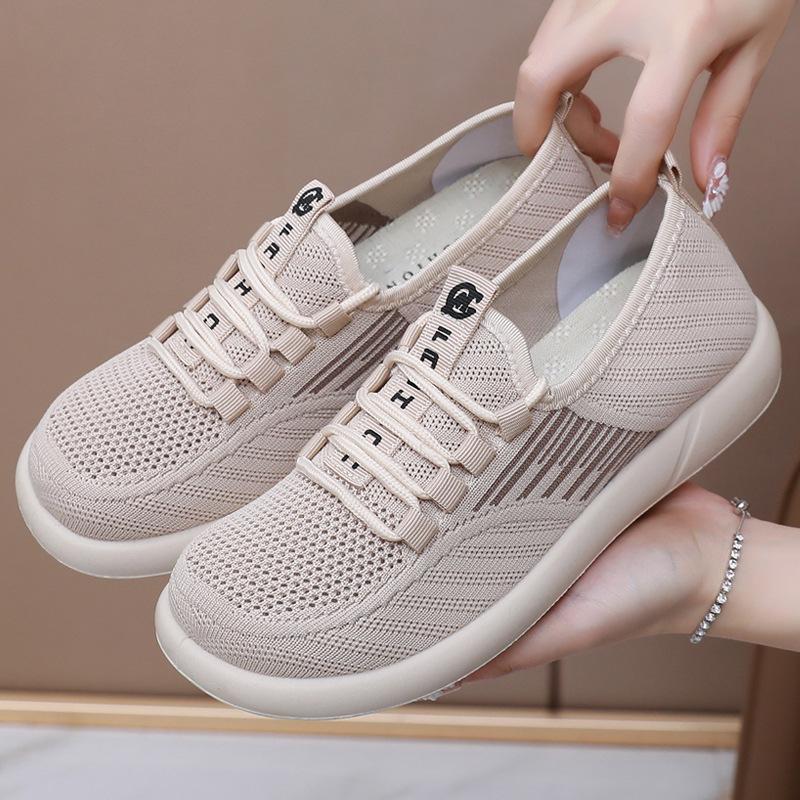 2025 Summer New Women's Traditional Cloth Shoes High Elastic Knitted Casual Walking Shoes Lightweight Travel Footwea