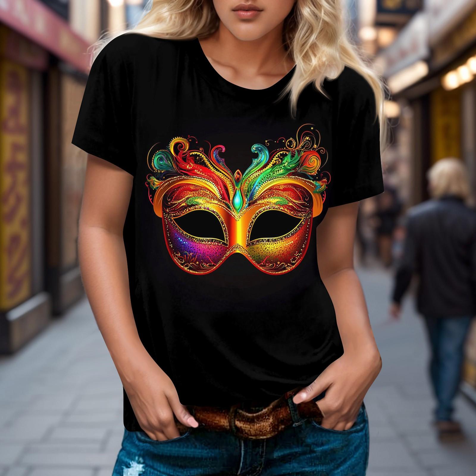 

Женская повседневная футболка с коротким рукавом и круглым вырезом с принтом M чёрный