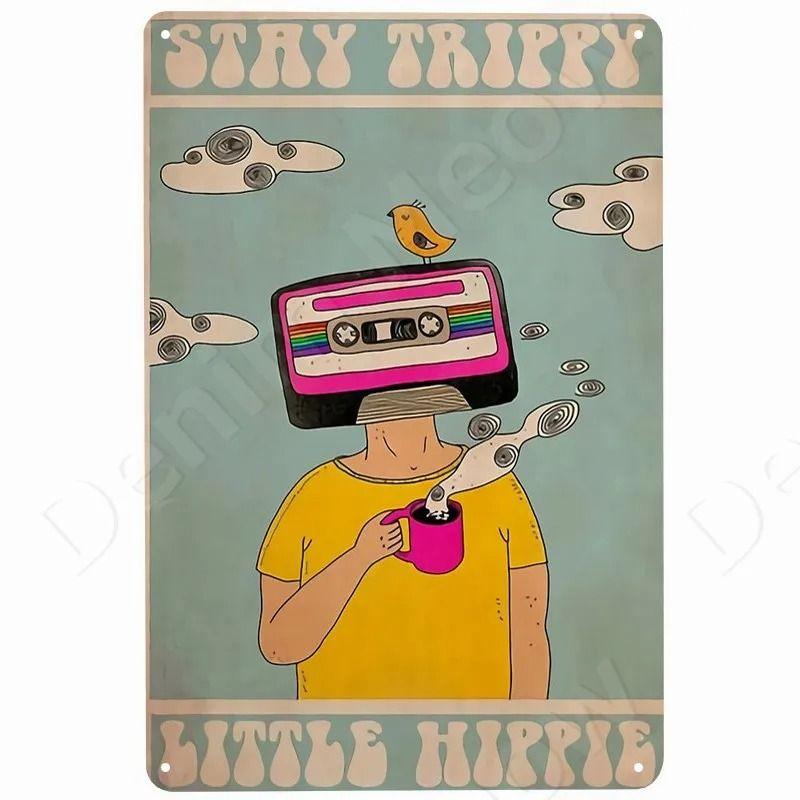Vintage Rock Music Style Tin Painting for Bars Cafes Home Walls
