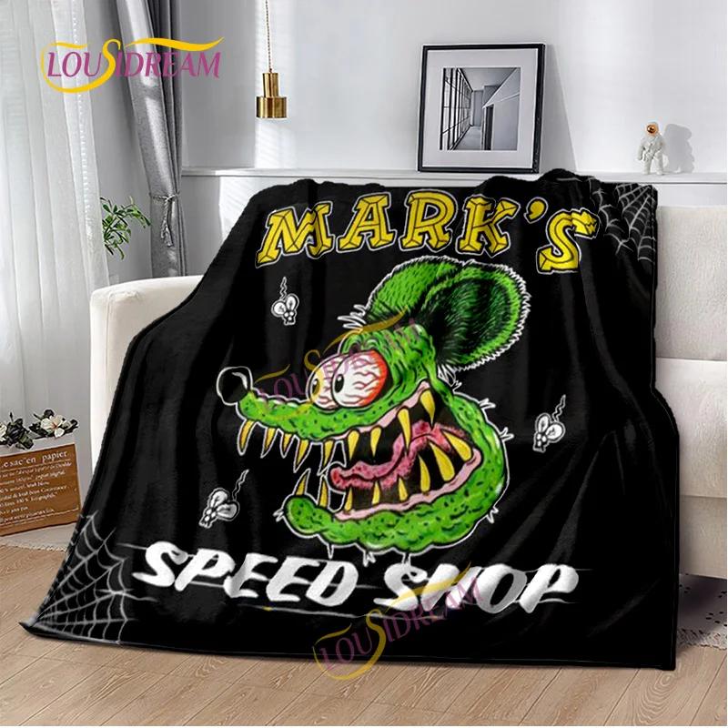 Portable Multifunctional Children's holiday birthday Gift Cartoon Rat Fink Cute Home Bedroom decoration Warm Sherpa blanket