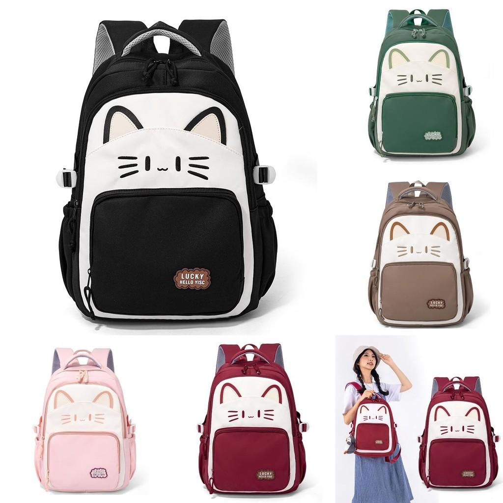 Capacity Simple Large Backpack With Kitten And Letter Print Design For Use Daily