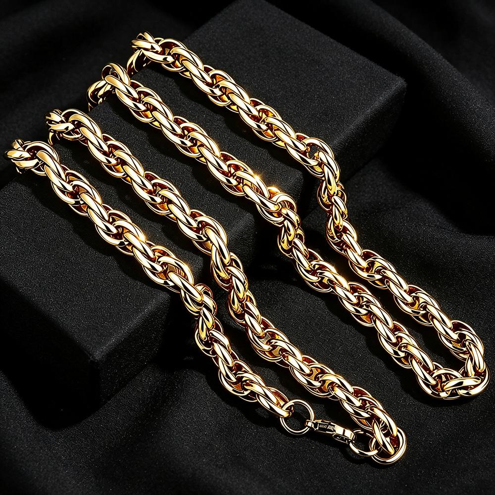 18K Gold Plated Edelstahl Cuban Link Kette - Herren Hip Hop Stil, Farbecht, Hochglanzpoliert.