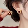 Light Luxury Red Empress Flocked Stud Earrings: Elegant High-End 2025 Style for Women