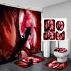 Flying Dragon Printed Waterproof Shower Curtain Set Toilet Cover Mat Non-Slip Bath Rugs Bathroom
