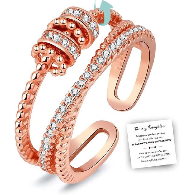 choice of all To My Daughter/Wife/Sister/Mom Fidget Ring Daughter Gifts from Mom Mother Daughter Ring Anxiety Breathe Spinner Ring for Women