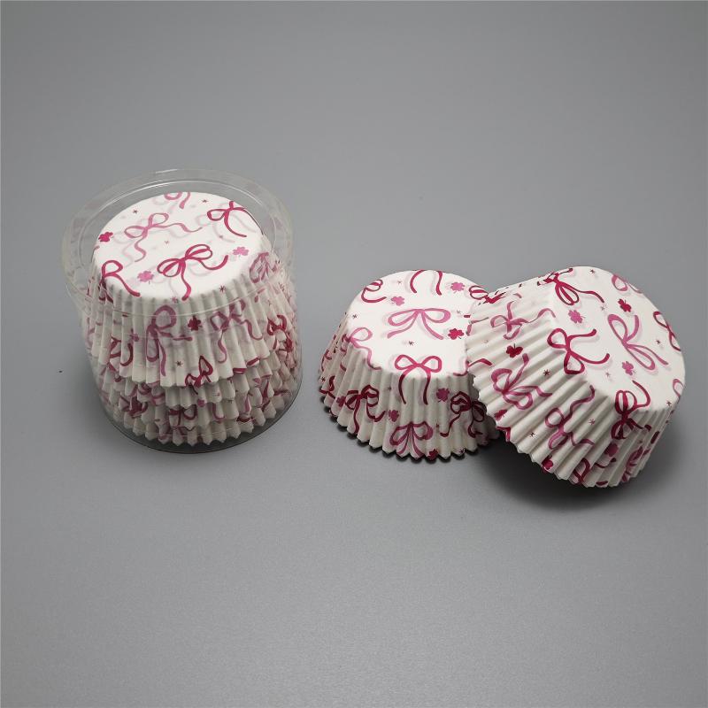 Paper Baking Cups 100PCS Bow Cake Cups Cupcake Molds Holder for Muffin Homemade Cake Events