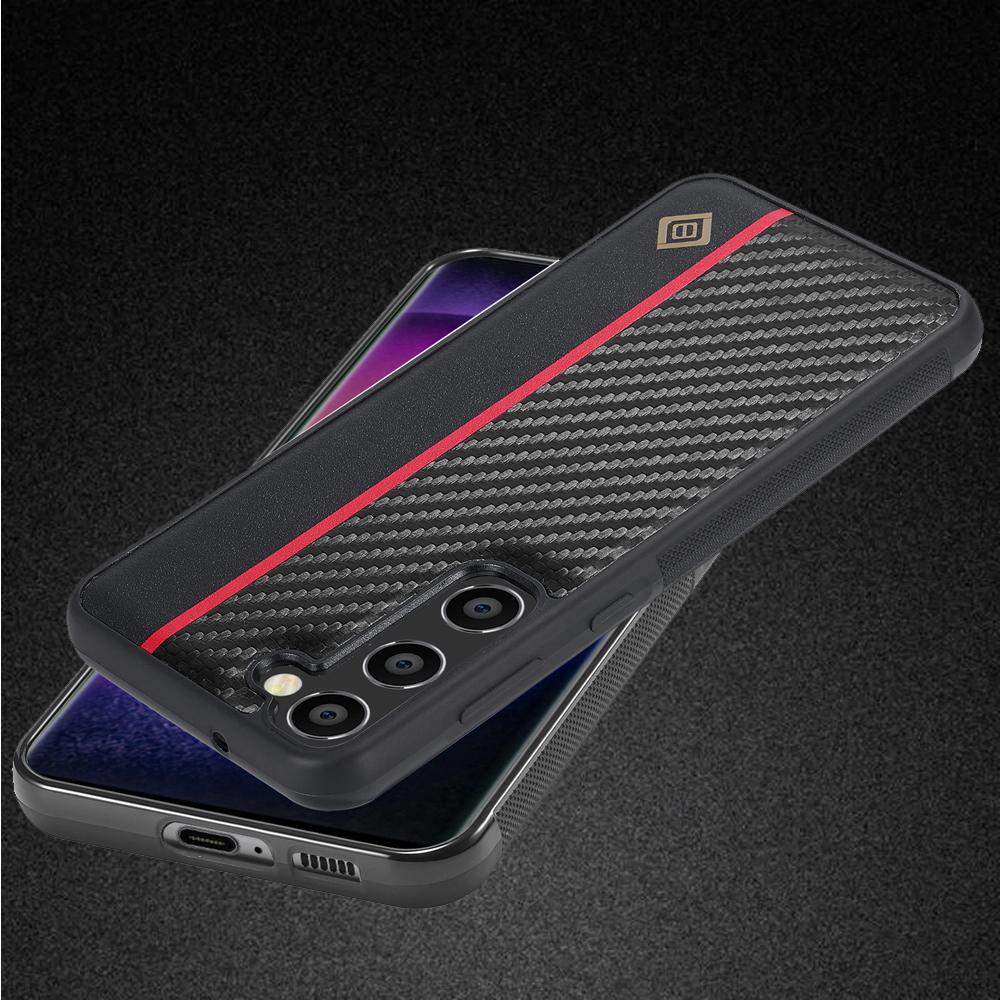 For Samsung Galaxy S25 S24 S23 S22 S21 S20 Ultra S10 Plus FE 5G Case PU Leather Carbon Fiber Style Shockproof Back Cove