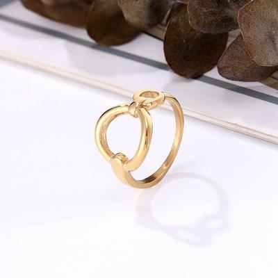 Geometric Hollow Circle Non-fading Ring Women's Niche High-end Ring Titanium Steel Plating