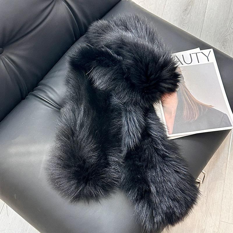 2025 Winter Fashion Luxury Fox Fur Scarf Woman Double-sided Thicken Soft Long Real Fur Scarf Neck Warmer