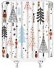 Funny Gray Blue Pink Xmas Tree Christmas Shower Curtain, Waterproof Winter Holiday Bathroom Decor for Seasonal Festival