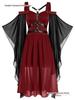 Plus Size Gothic Lace-Up Bell Sleeve Witch Dress